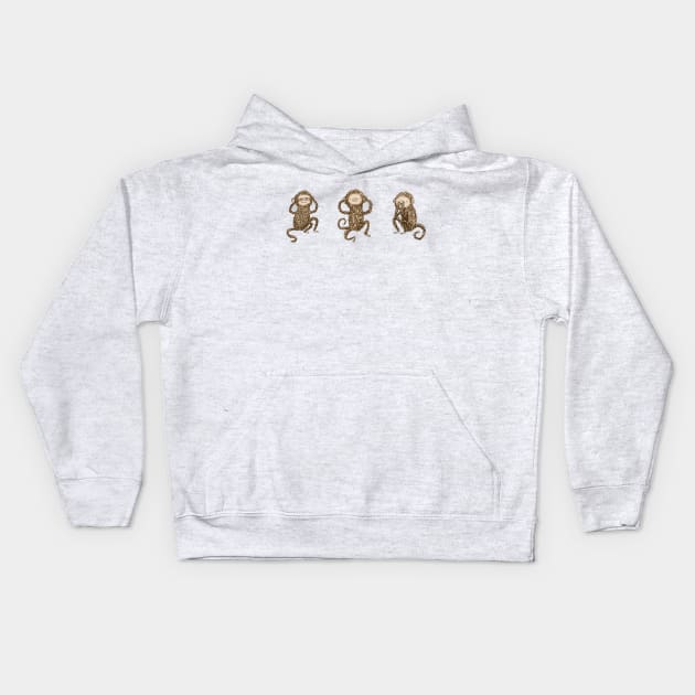 Three Wise Monkeys Kids Hoodie by Sophie Corrigan